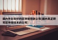 国内外比较好的区块链初创公司[国内真正研究区块链技术的公司]